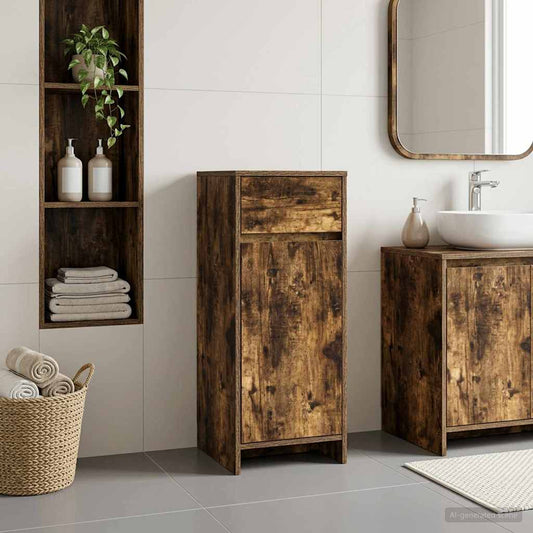 Bathroom Cabinet Smoked Oak 35 x 36.5 x 85 cm Engineered Wood