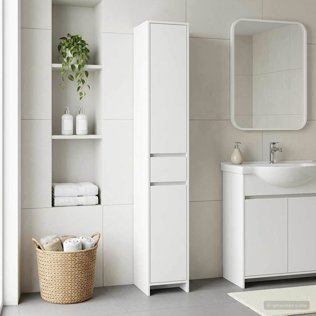 Bathroom Cabinet White 30 x 33 x 190 cm Engineered Wood