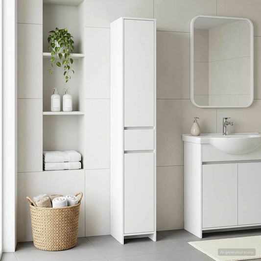 Bathroom Cabinet White 30 x 33 x 190 cm Engineered Wood