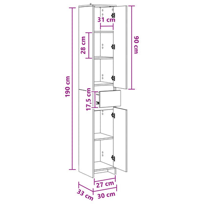 Bathroom Cabinet White 30 x 33 x 190 cm Engineered Wood