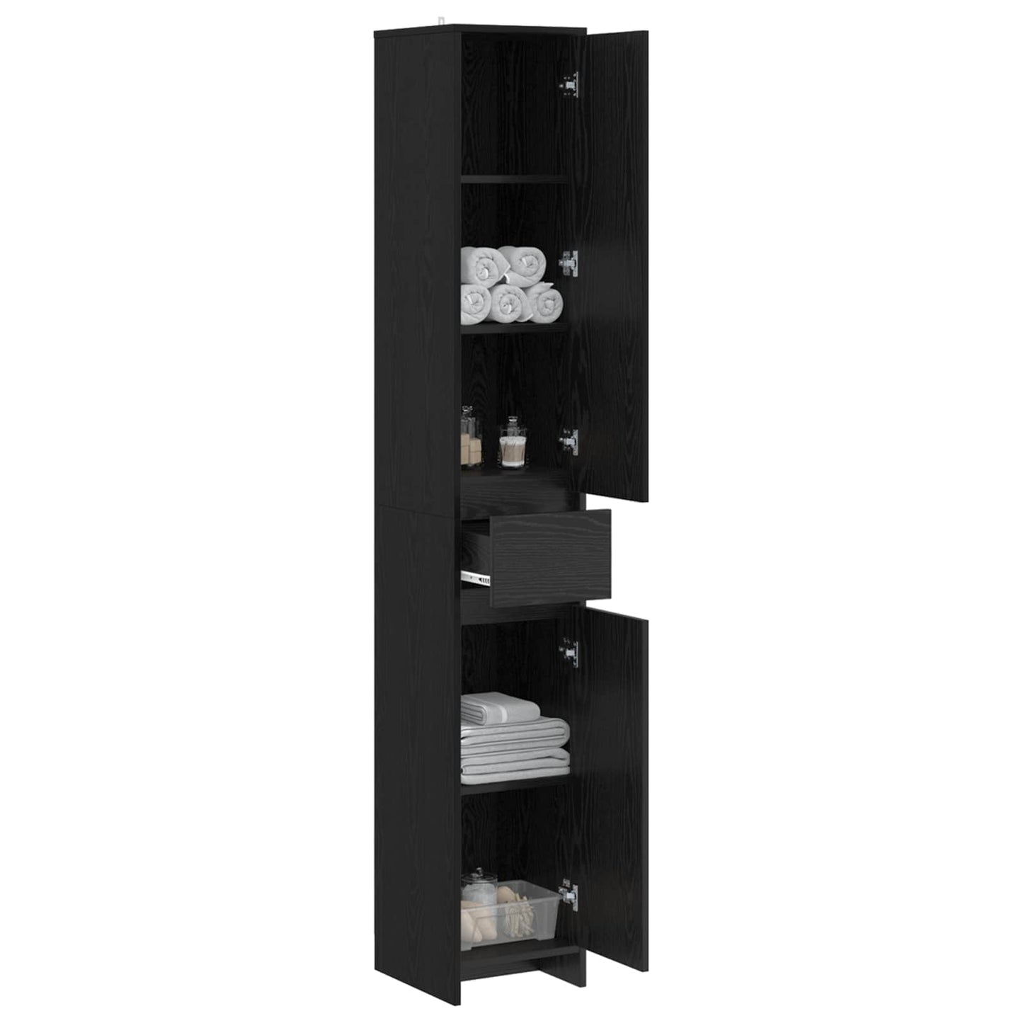 Bathroom Cabinet Black Oak 30 x 33 x 190 cm Engineered Wood