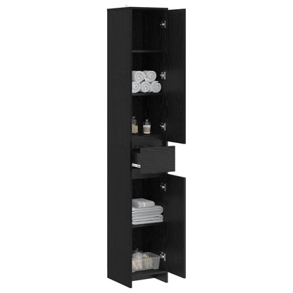 Bathroom Cabinet Black Oak 30 x 33 x 190 cm Engineered Wood