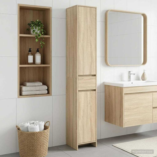 Bathroom Cabinet Sonoma Oak 30 x 33 x 190 cm Engineered Wood