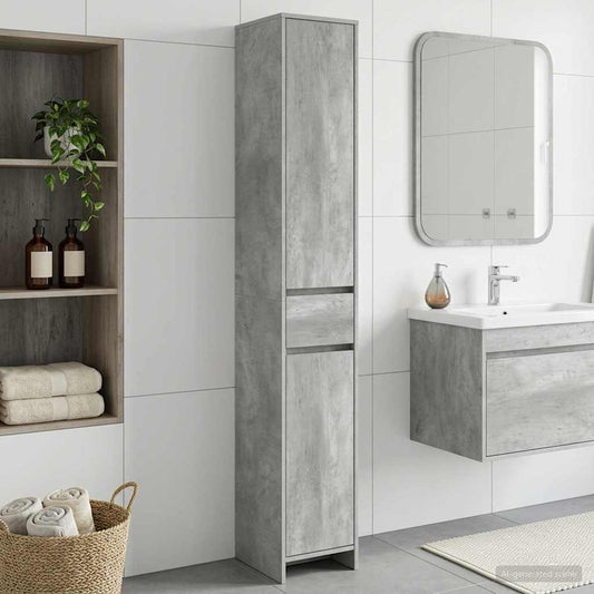 Bathroom Cabinet Concrete Grey 30 x 33 x 190 cm Engineered Wood