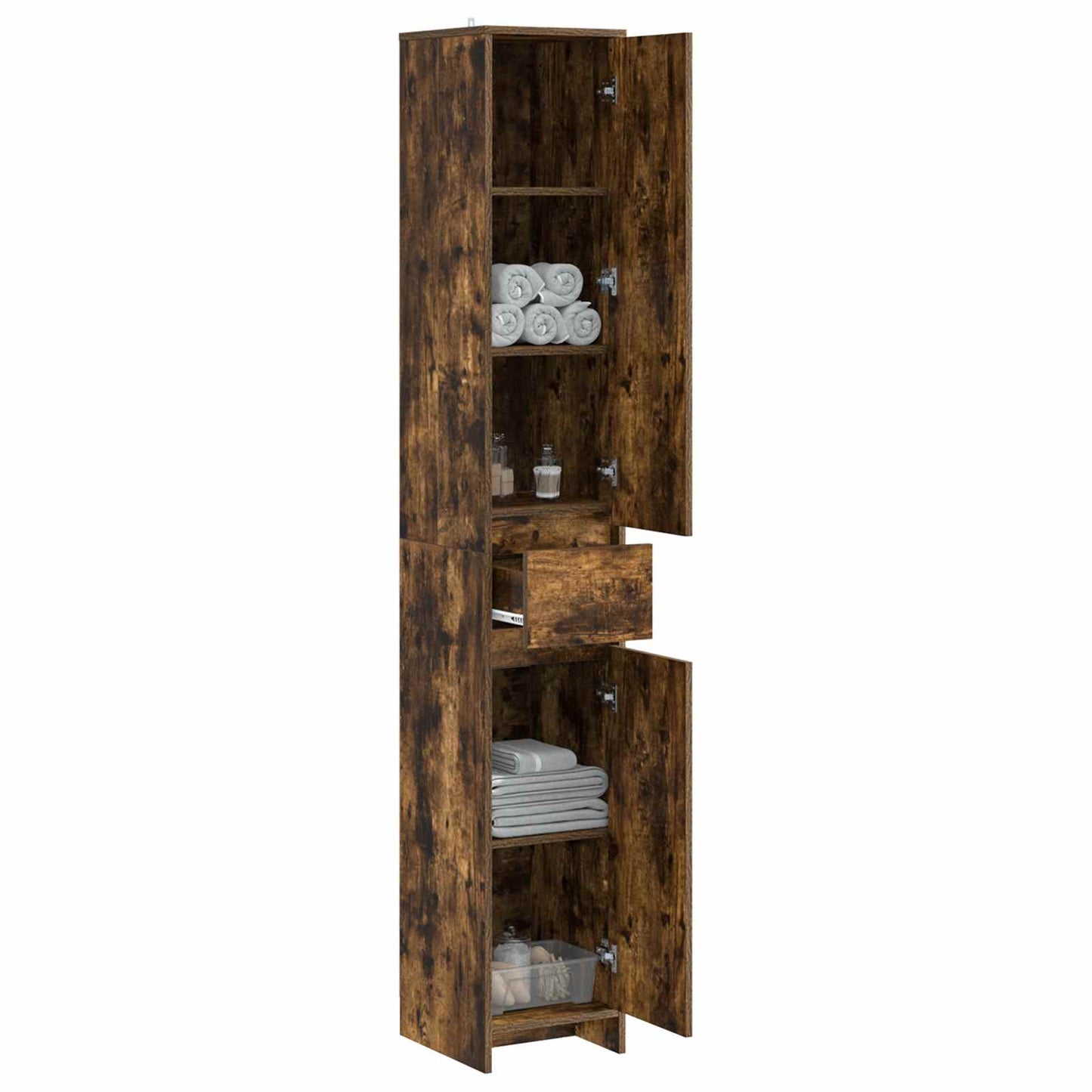 Bathroom Cabinet Smoked Oak 30 x 33 x 190 cm Engineered Wood