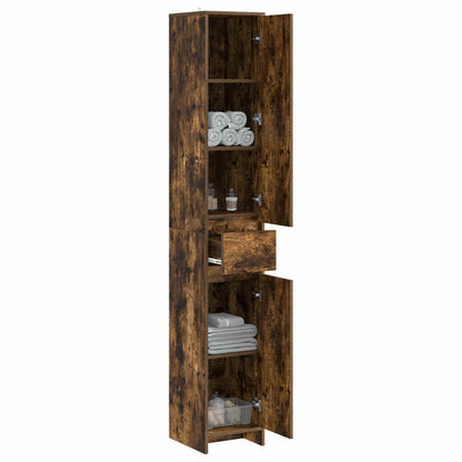 Bathroom Cabinet Smoked Oak 30 x 33 x 190 cm Engineered Wood