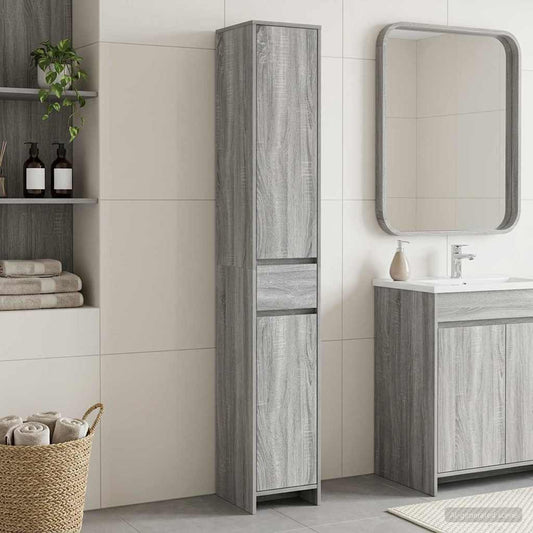 Bathroom Cabinet Grey Sonoma 30 x 33 x 190 cm Engineered Wood