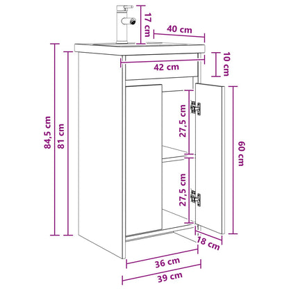 Bathroom Vanity with Sink White 42 x 40 x 84.5 cm