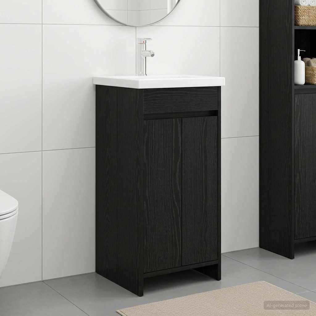 Bathroom Vanity with Sink Black Oak 42 x 40 x 84.5 cm