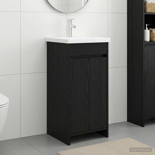 Bathroom Vanity with Sink Black Oak 42 x 40 x 84.5 cm