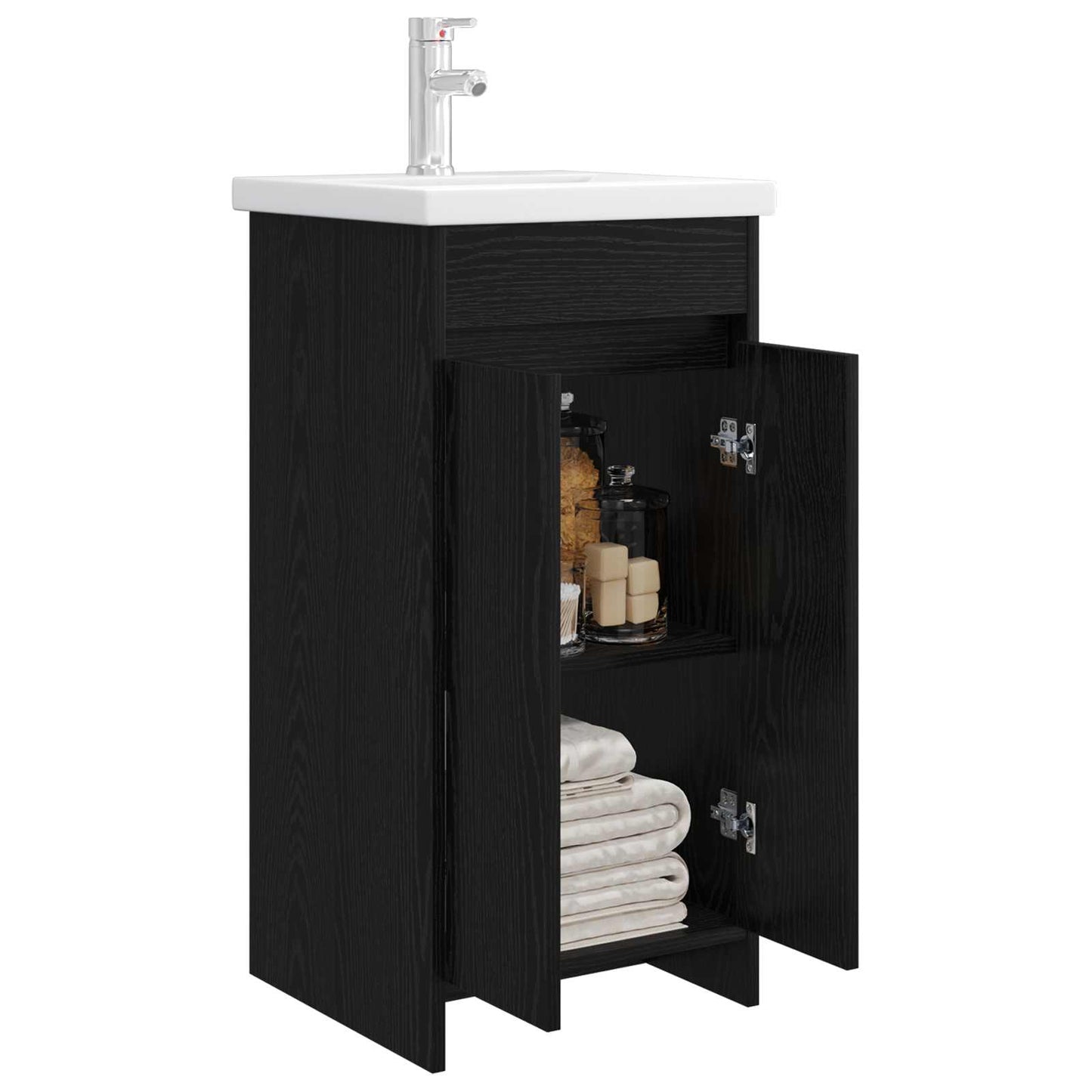 Bathroom Vanity with Sink Black Oak 42 x 40 x 84.5 cm