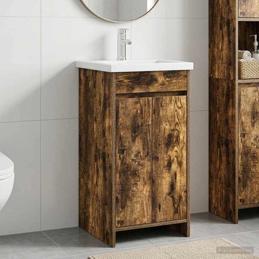 Bathroom Vanity with Sink Smoked Oak 42 x 40 x 84.5 cm