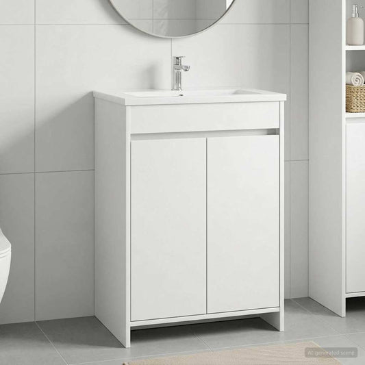 Bathroom Under Sink Cabinet White 56 x 37.5 x 81 cm