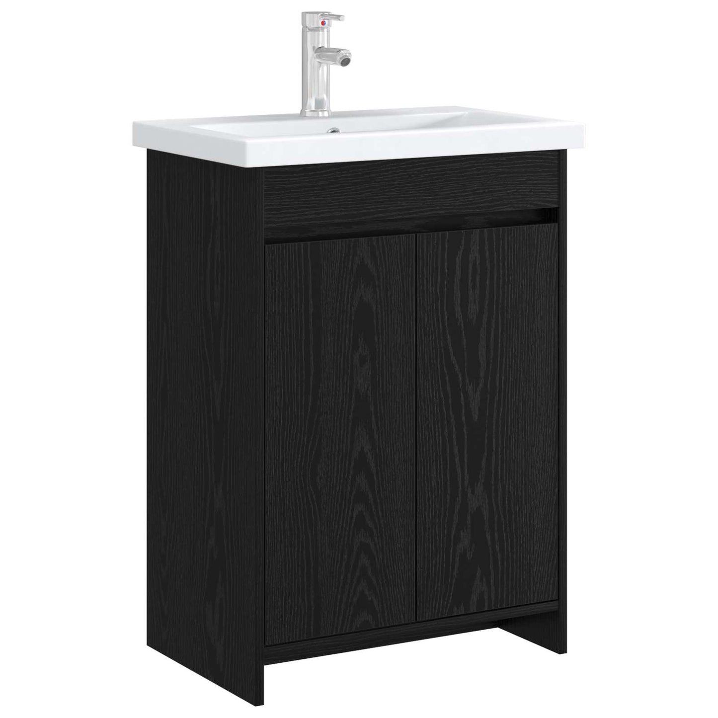 Bathroom Under Sink Cabinet Black Oak 56 x 37.5 x 81 cm