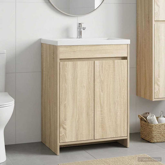 Bathroom Under Sink Cabinet Sonoma Oak 56 x 37.5 x 81 cm