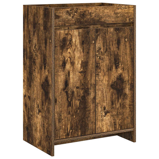 Bathroom Under Sink Cabinet Smoked Oak 56 x 37.5 x 81 cm