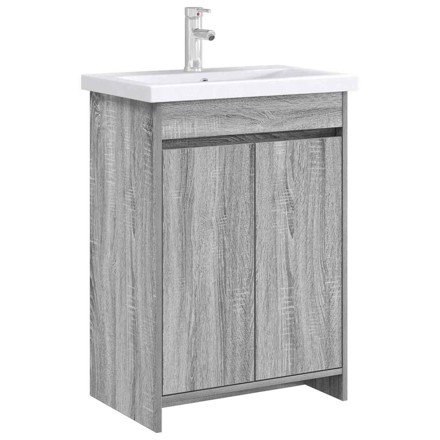 Bathroom Under Sink Cabinet Grey Sonoma 56 x 37.5 x 81 cm
