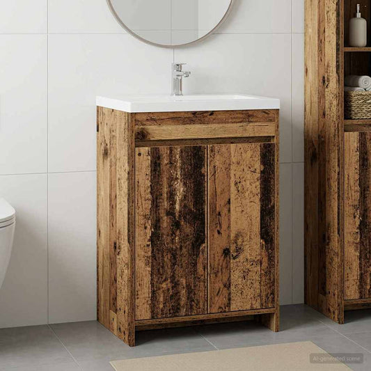 Bathroom Under Sink Cabinet Old Wood 56 x 37.5 x 81 cm