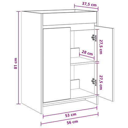Bathroom Under Sink Cabinet Artisan Oak 56 x 37.5 x 81 cm
