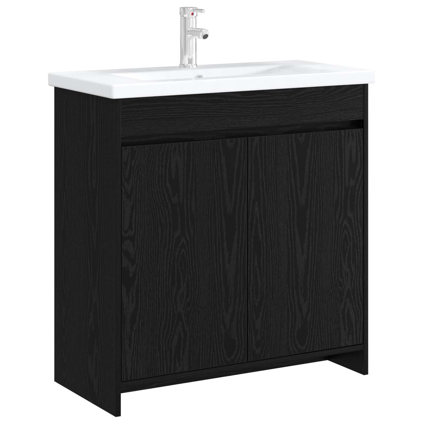Bathroom Under Sink Cabinet Black Oak 78.5 x 37.5 x 81 cm