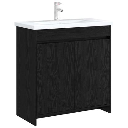 Bathroom Under Sink Cabinet Black Oak 78.5 x 37.5 x 81 cm