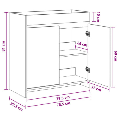 Bathroom Under Sink Cabinet Black Oak 78.5 x 37.5 x 81 cm