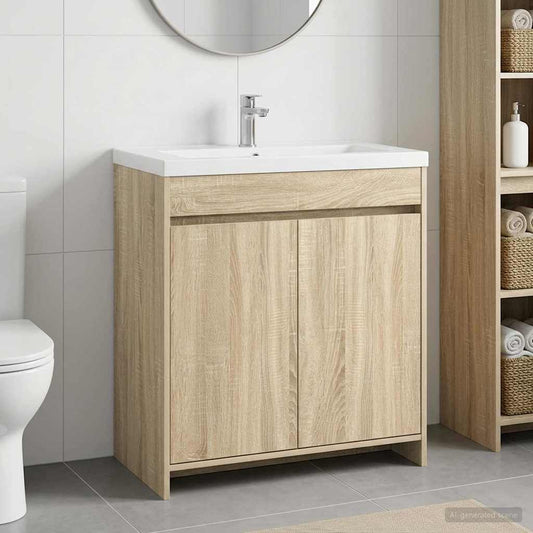 Bathroom Under Sink Cabinet Sonoma Oak 78.5 x 37.5 x 81 cm