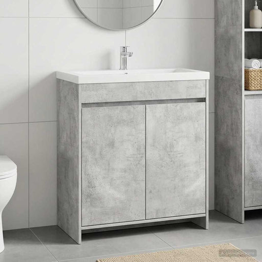 Bathroom Under Sink Cabinet Concrete Grey 78.5 x 37.5 x 81 cm