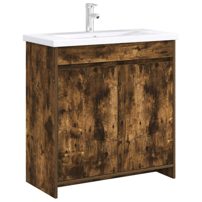Bathroom Under Sink Cabinet Smoked Oak 78.5 x 37.5 x 81 cm