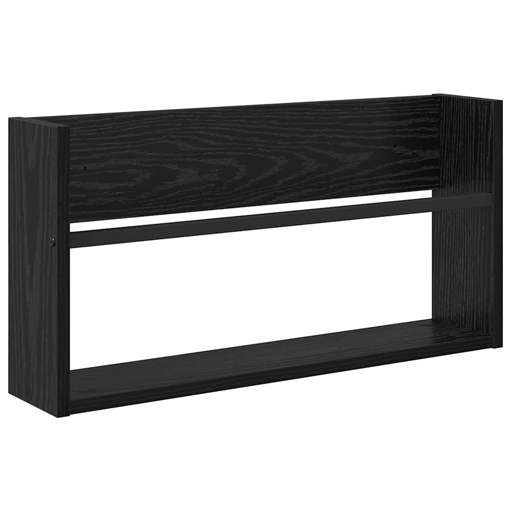 Magazine Rack 2 pcs Black Oak 60 x 12 x 30 cm Engineered Wood