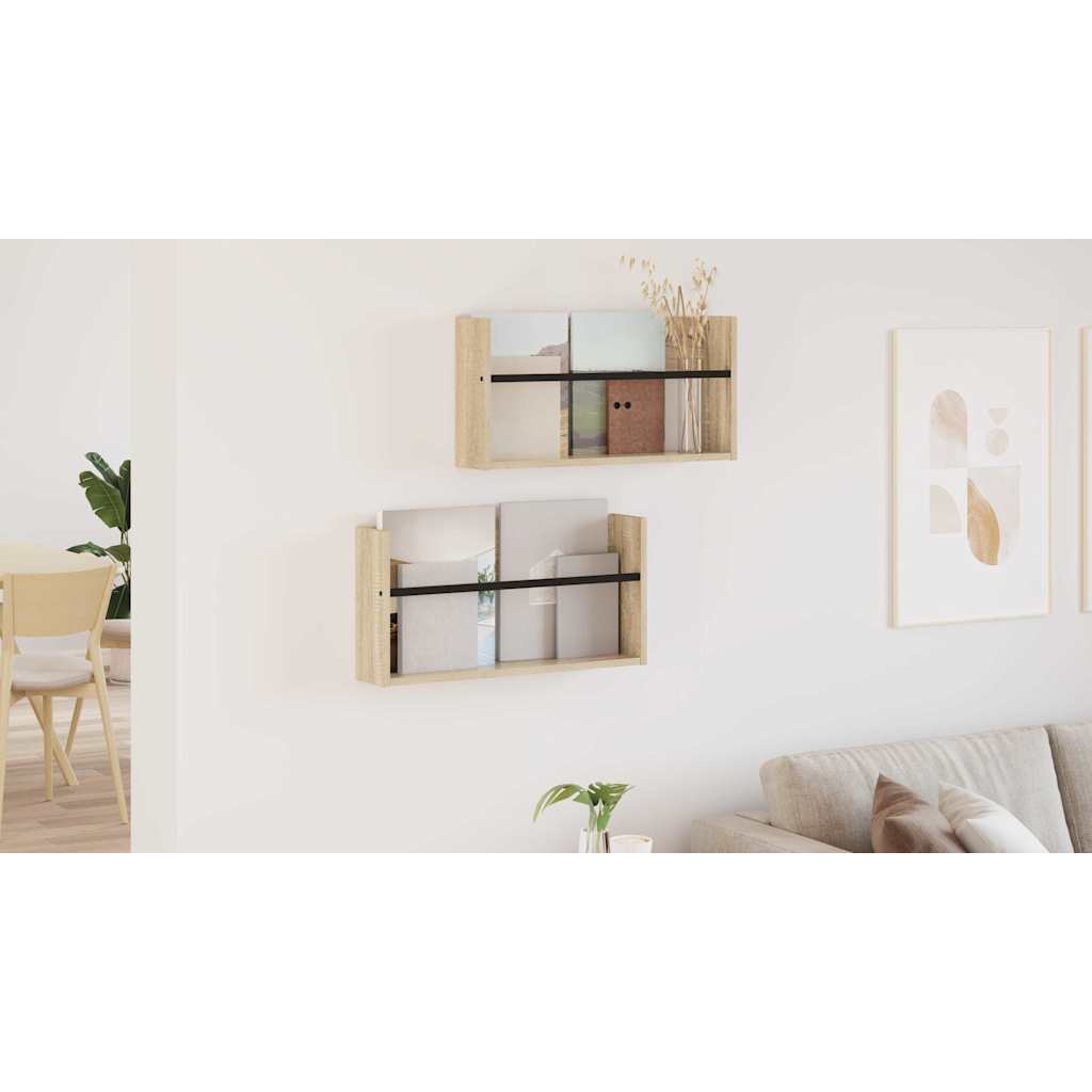 Magazine Rack 2 pcs Sonoma Oak 60 x 12 x 30 cm Engineered Wood