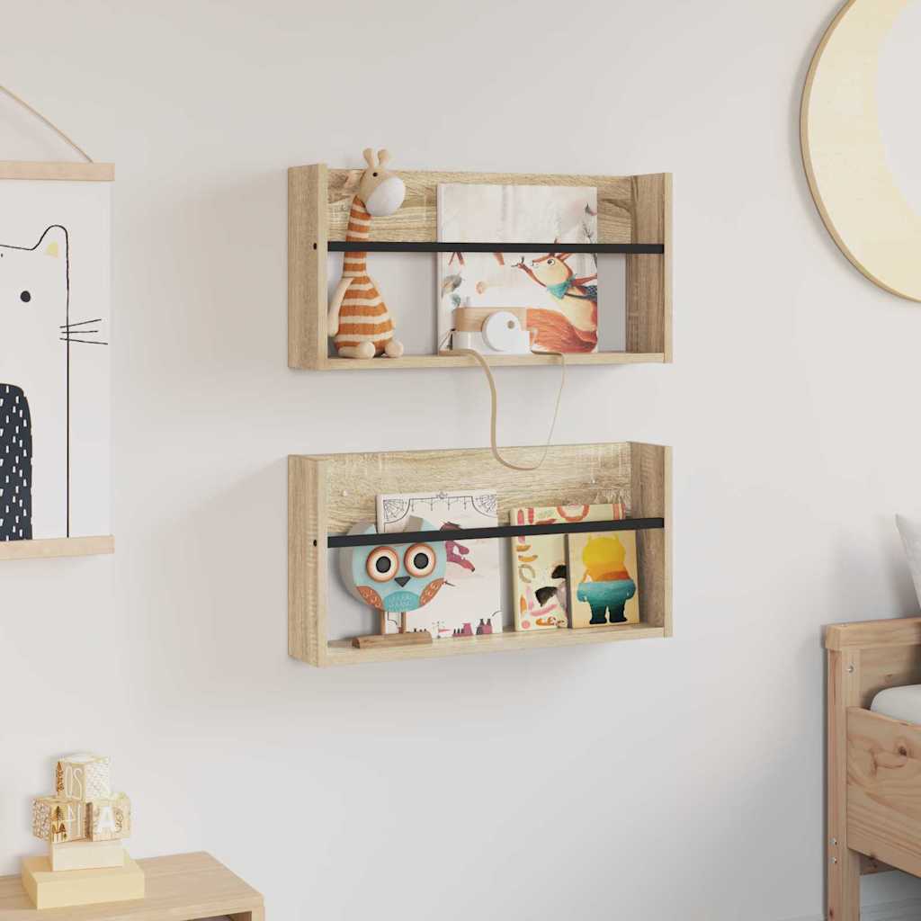 Magazine Rack 2 pcs Sonoma Oak 60 x 12 x 30 cm Engineered Wood