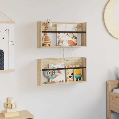 Magazine Rack 2 pcs Sonoma Oak 60 x 12 x 30 cm Engineered Wood