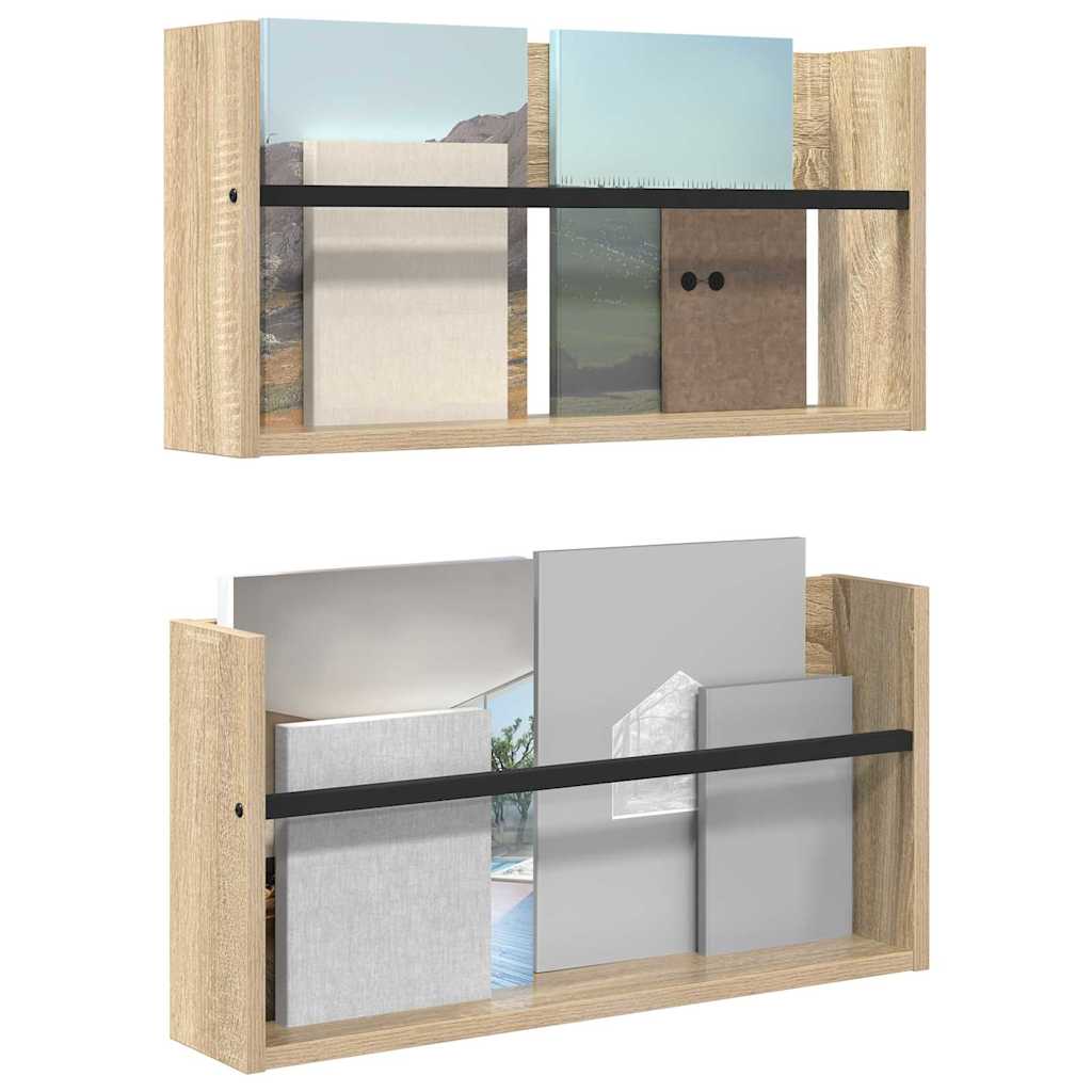 Magazine Rack 2 pcs Sonoma Oak 60 x 12 x 30 cm Engineered Wood