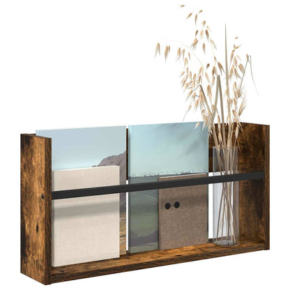 Magazine Rack Smoked Oak 60 x 12 x 30 cm Engineered Wood