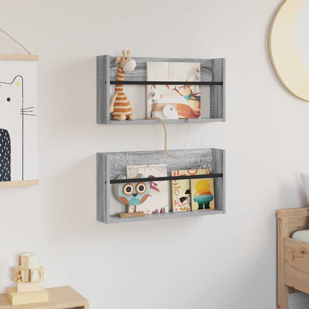 Magazine Rack 2 pcs Grey Sonoma 60 x 12 x 30 cm Engineered Wood