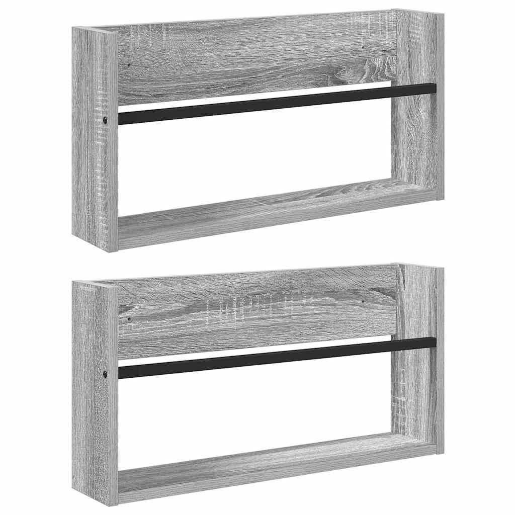 Magazine Rack 2 pcs Grey Sonoma 60 x 12 x 30 cm Engineered Wood