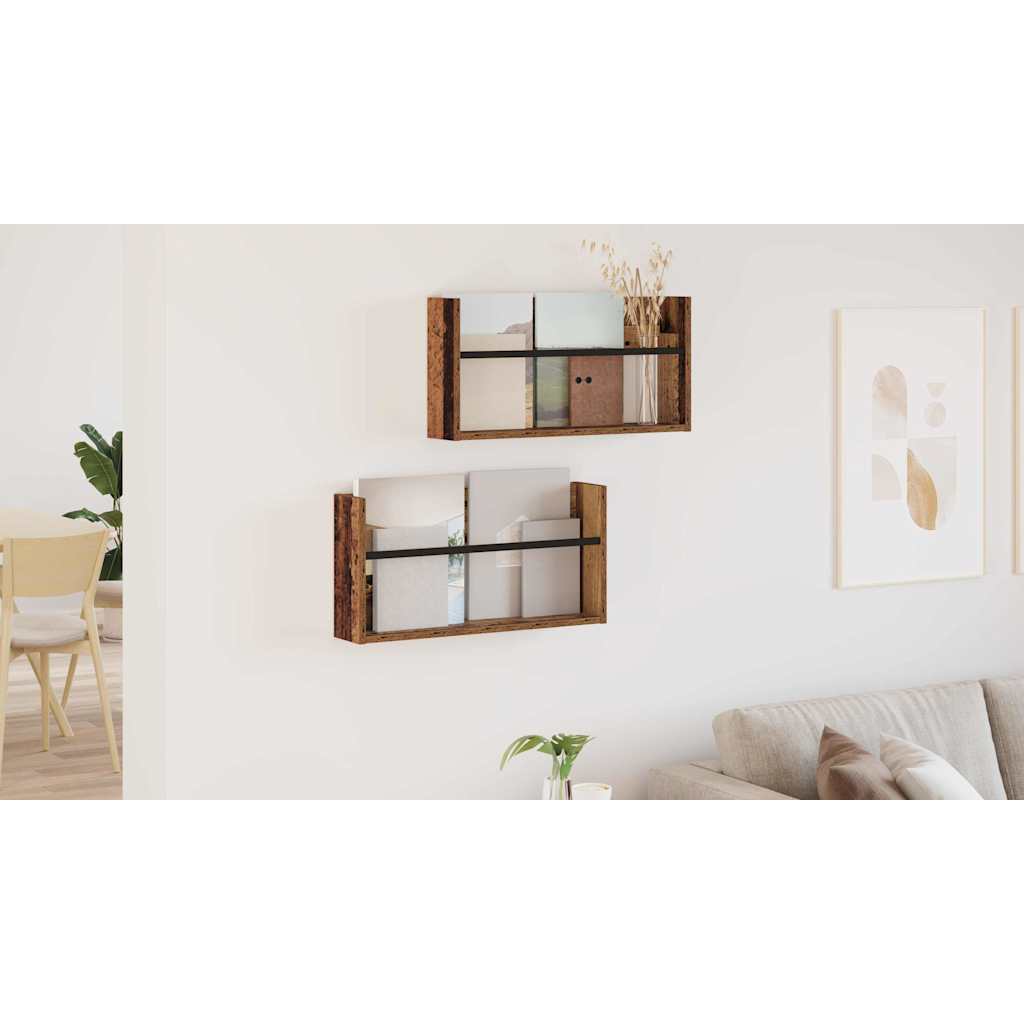 Magazine Rack 2 pcs Old Wood 60 x 12 x 30 cm Engineered Wood