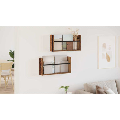 Magazine Rack 2 pcs Old Wood 60 x 12 x 30 cm Engineered Wood