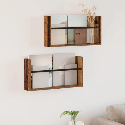 Magazine Rack 2 pcs Old Wood 60 x 12 x 30 cm Engineered Wood