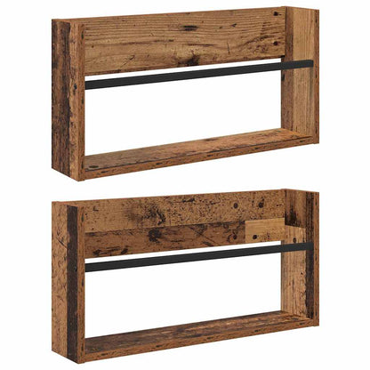 Magazine Rack 2 pcs Old Wood 60 x 12 x 30 cm Engineered Wood