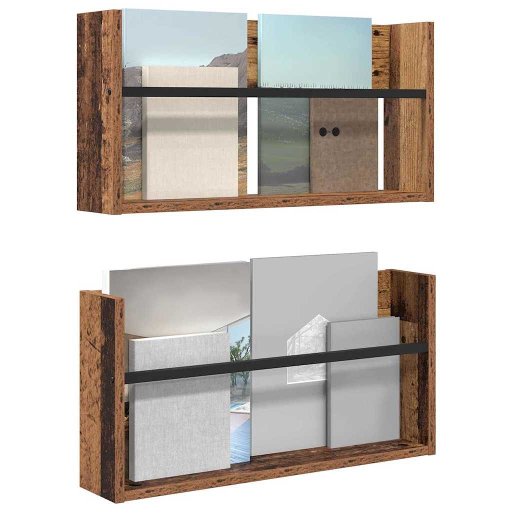 Magazine Rack 2 pcs Old Wood 60 x 12 x 30 cm Engineered Wood