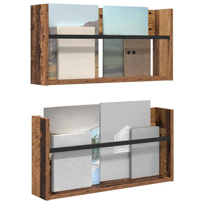 Magazine Rack 2 pcs Old Wood 60 x 12 x 30 cm Engineered Wood