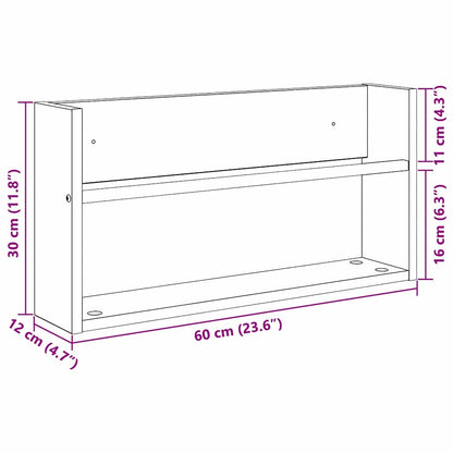 Magazine Rack 2 pcs Old Wood 60 x 12 x 30 cm Engineered Wood