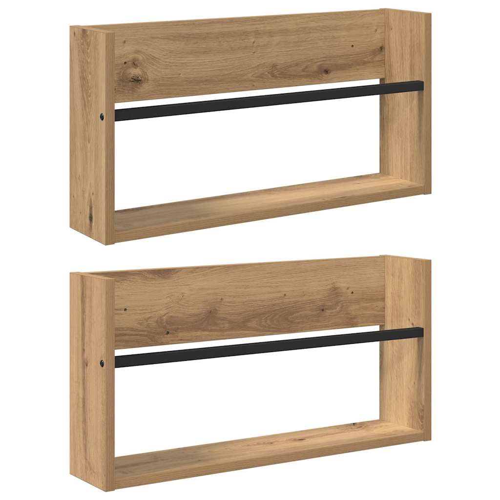 Magazine Rack 2 pcs Artisan Oak 60 x 12 x 30 cm Engineered Wood