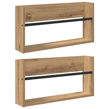 Magazine Rack 2 pcs Artisan Oak 60 x 12 x 30 cm Engineered Wood