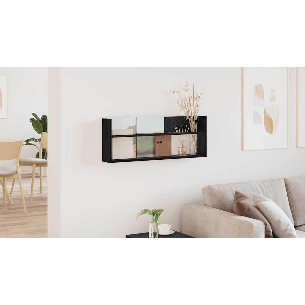 Magazine Rack Black Oak 80 x 12 x 30 cm Engineered Wood