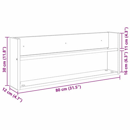 Magazine Rack Black Oak 80 x 12 x 30 cm Engineered Wood