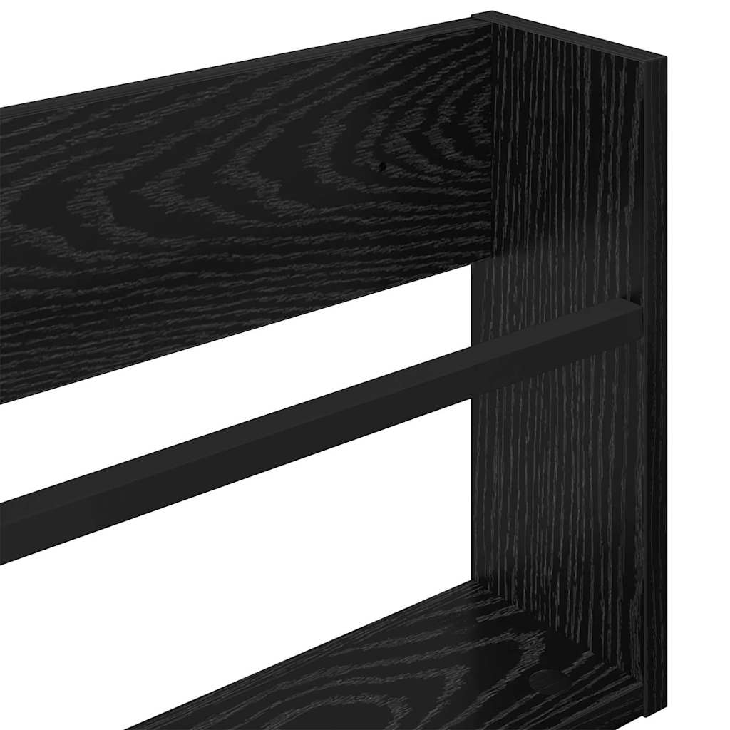 Magazine Rack 2 pcs Black Oak 80 x 12 x 30 cm Engineered Wood