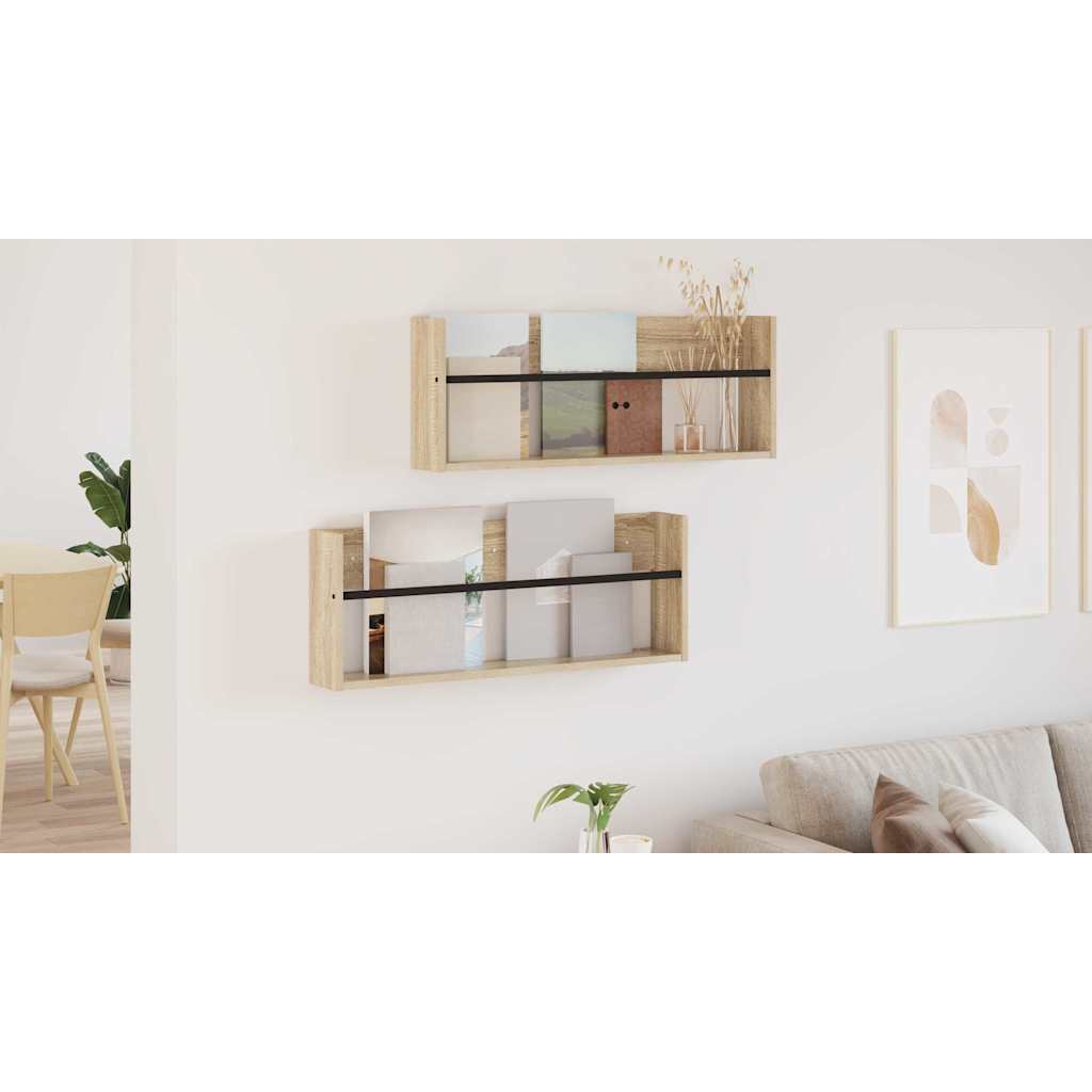 Magazine Rack 2 pcs Sonoma Oak 80 x 12 x 30 cm Engineered Wood